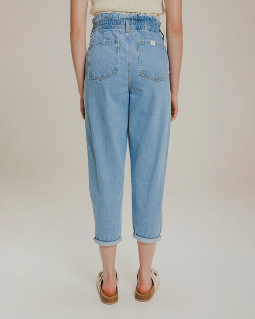 Jeans Baggy Paper Bag Azul Cielo